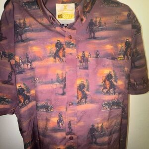 RSVLTS Yellowstone Scene Shirt in Purple and Orange